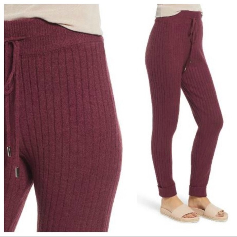 FREE PEOPLE BOHO JOGGERS COZY RIB KNIT LOUNGE ATHLEISURE SKINNY SOFT PANTS A3C - Picture 4 of 11